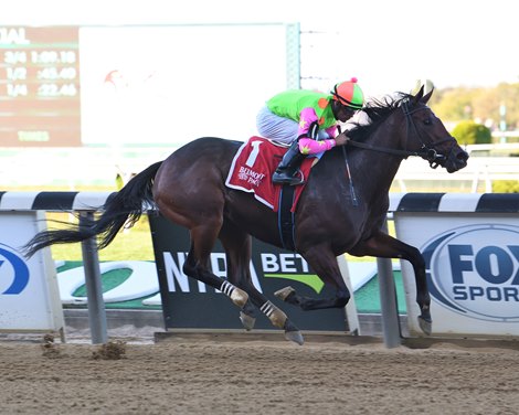 Bella Sofia wins the 2021 Gallant Bloom Handicap at Belmont Park