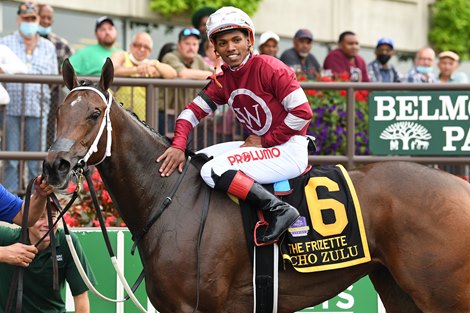 Echo Zulu wins the Frizette Stakes Sunday, October 3, 2021 at Belmont Park