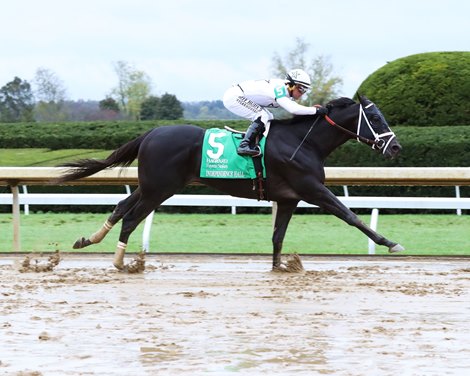 Independence Hall wins the 2021 Hagyard Fayette Stakes at Keeneland