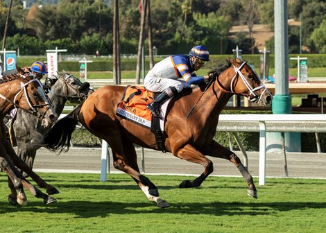 Lieutenant Dan and jockey Geovanni Franco win the G2, $200,000 Eddie D. Stakes, Friday, October 1, 2021 at Santa Anita Park, Arcadia CA.