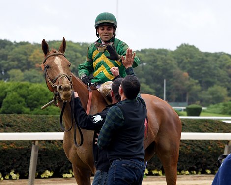 Royal Flag wins the Beldame Stakes Sunday, October 10, 2021 at Belmont Park