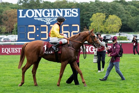 Torquator Tasso and Rene Piechulek win G1 Qatar Prix De L'Arc De Triommphe Paris Longchamps October 3, 2021 Mathea Kelley