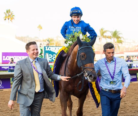 Yibir with William Buick wins the Turf (G1T) at Del Mar on November 6, 2021.