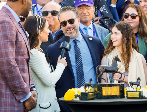 Winning connections in the winner’s circle after Aloha West with Jose Ortiz win the Sprint (G1) at Del Mar on November 6, 2021.