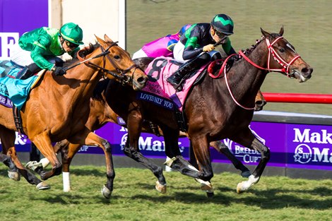 Loves Only You with Yuga Kawada wins the Filly Mare Turf (G1T) at Del Mar on November 6, 2021.