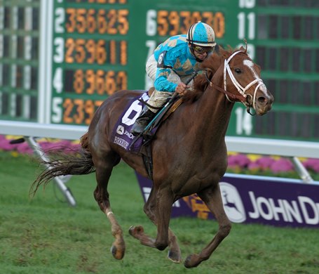 English Channel with jockey John Velazquez winning the Turf at The Breeders' Cup at Monmouth Park October 27, 2007.