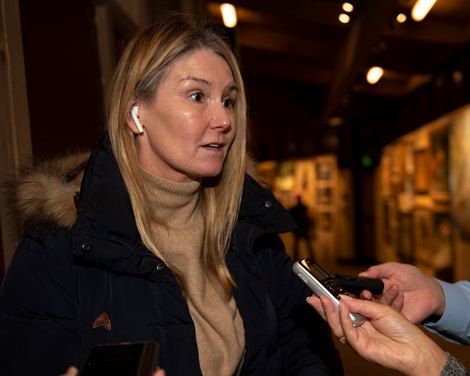 HIp 3600 buyer Jane Buchanan with Graham Motion<br><br />
Horses, people and scenes at the Keeneland November Breeding Stock Sale in Lexington, Ky., on Nov. 19, 2021. 