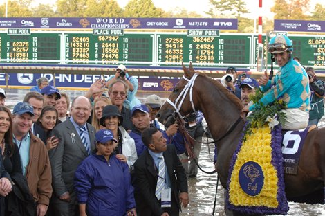 English Channel with John Velazquez up wins the Breeders' Cup Turf<br>
 on Breeders' Cup day  at Monmouth Park in Oceanport, N.J. on Oct. 27, 2007.