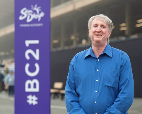William Branch, co-owner and breeder of Dr. Schivel<br><br />
Horses and horsemen training toward the Breeders’ Cup at Del Mar on Nov. 3, 2021. 