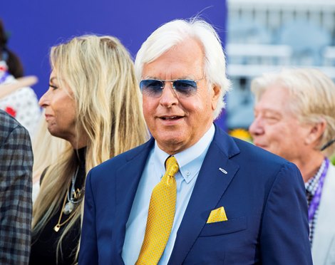 Bob Baffert after Corniche with Mike Smith win the Juvenile (G1) at Del Mar on November 5, 2021. Bob Baffert after Corniche with Mike Smith win the Juvenile (G1) at Del Mar on November 5, 2021.