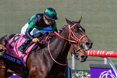 Loves Only You with Yuga Kawada up wins the Filly &amp; Mare Turf (G1) at Del Mar Racetrack on November 6, 2021.
