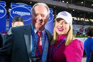 Ben Taylor in the winner’s circle with his daughter Courtney after Knicks Go and Joel Rosario win the Breeders’ Cup Classic (G1) at Del Mar on November 6, 2021.