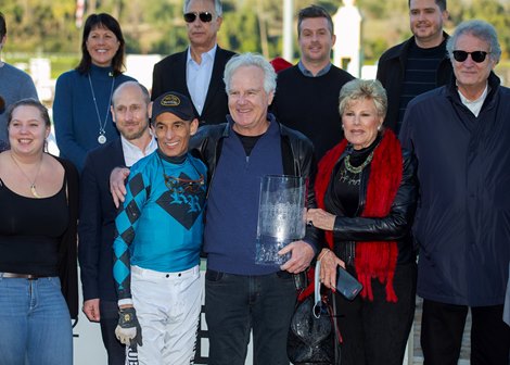 Kalypso and jockey John Velazquez win the Grade I, $300,000 La Brea Stakes, Sunday, December 26, 2021 at Santa Anita Park, Arcadia CA.<br><br />
&#169; BENOIT PHOTO