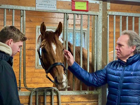 Luc and Frank Di Giulio help Pink Lloyd acclimatize to his new home at LongRun Retirement