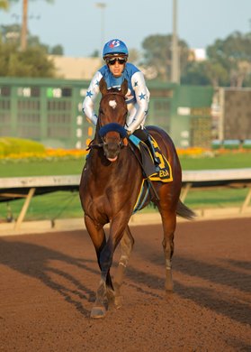 Baoma Corp.’s Eda and jockey Juan Hernandez, right, hold off Cairo Memories (Kent Desormeaux), outside to win the Grade I Hollywood Starlet Stakes Saturday, December 4, 2021 at Los Alamitos Race Course, Cypress, CA.