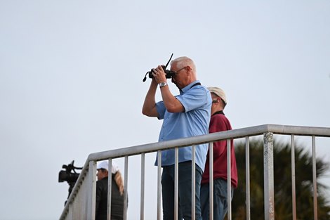 Todd Pletcher watches Life Is Good - Palm Beach Downs, January 22, 2022