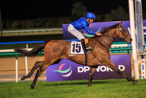 Manobo (C Appleby) William Buick wins the DWCC 2202 -Nad Al Sheba Trophy Presented By DP World UAE  Group 3  18, Feb 2022 –2800m, Turf race