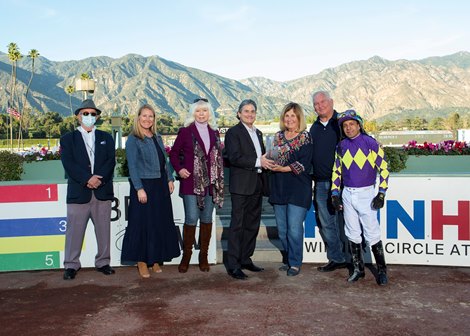 Express Train and jockey Victor Espinoza win the Grade II, $200,000 San Pasqual Stakes, Saturday, February 5, 2022 at Santa Anita Park, Arcadia CA.<br><br />
&#169; BENOIT PHOTO