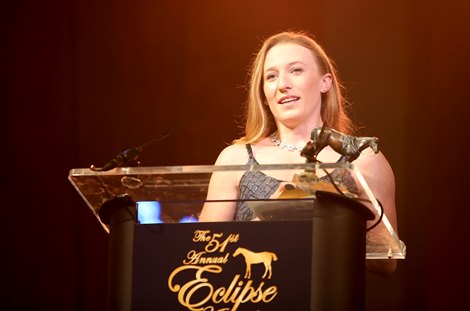 Jessica Pyfer wins Champion Apprentice Jockey 2022 Eclipse Award, Santa Anita Park, CA 2.10.2022.