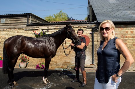 Trainer Gay Kelleway with her brother Anthony Kelleway at her Queen Alexandra Stables in Exning near Newmarket 12.8.20 Pic: Edward Whitaker
