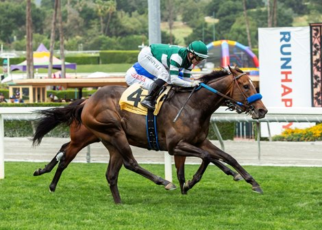#4 BRAN (Umberto Rispoli) $75,000 Siren Lure Stakes; Owner: Hronis Racing, LLC; Trainer: John Sadler; Sunday, April 10, 2022; Santa Anita Park; Arcadia CA. &#169; BENOIT PHOTO