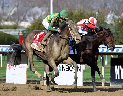 Mo Donegal wins the Wood Memorial at the Aqueduct Raceway on Saturday, April 9, 2022 in Ozone Park, NY   