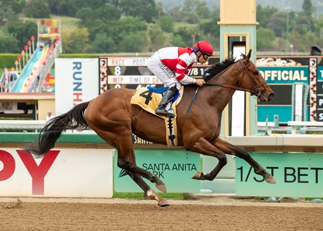 #4 ROYAL SHIP (Mike Smith); $75,000 John Shear Mile; Owner: Fox Hill Farms Inc. or Siena Farm LLC; Trainer: Richard Mandella; Sunday, April 10, 2022; Santa Anita Park; Arcadia CA. © BENOIT PHOTO