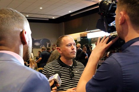 Chad Brown is interviewed after the Kentucky Derby Post Position Draw. Photo By: Chad B. Harmon