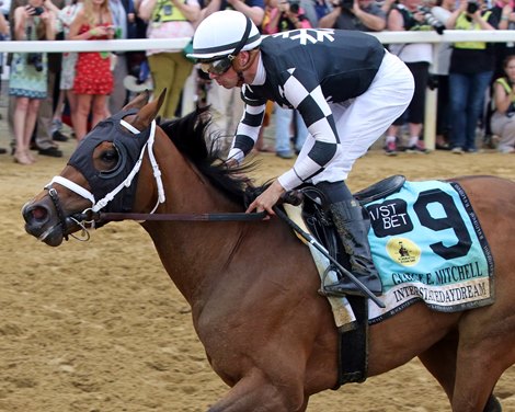 Interstatedaydream with Florent Geroux with the 98th Running of the Black-Eyed Susan Stakes (GII) at Pimlico on May 20, 2022. Photo By: Chad B. Harmon