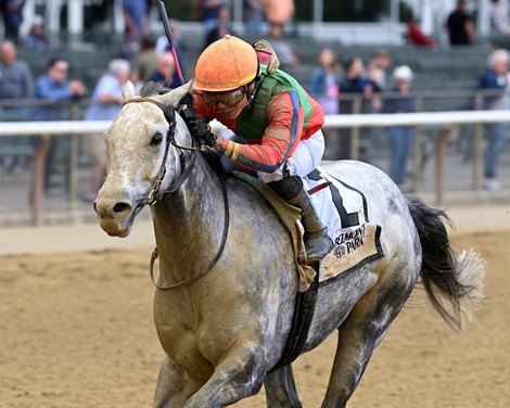 Drafted wins the 2022 Runhappy Stakes at Belmont Park