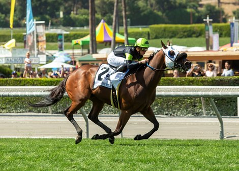 Count Again and jockey Irad Ortiz, Jr. win the Grade I, $500,000 Shoemaker Mile, Monday, May 30, 2022 at Santa Anita Park, Arcadia CA.<br>
© BENOIT PHOTO
