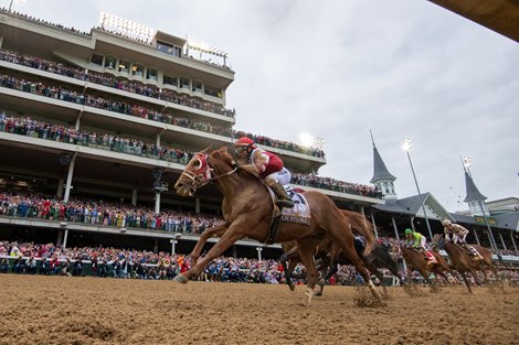 Rich Strike with Sonny Leon up wins the Kentucky Derby (G1) at Churchill Downs on May 7, 2022.
