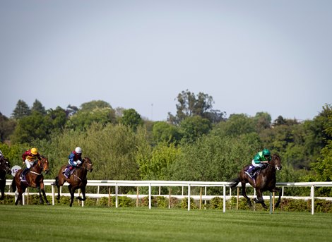 Stone Age (Ryan Moore) wins the Group 3 Derby Trial Stakes.<br><br />
Leopardstown.<br><br />
Photo: Patrick McCann/Racing Post<br><br />
08.05.2022