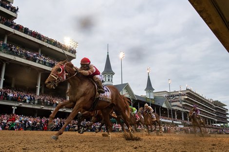 Rich Strike with Sonny Leon up wins the Kentucky Derby (G1) at Churchill Downs on May 7, 2022.