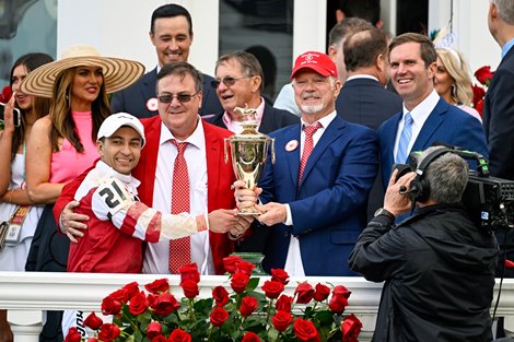 Rich Strike with Sonny Leon up wins the Kentucky Derby (G1) at Churchill Downs on May 7, 2022.