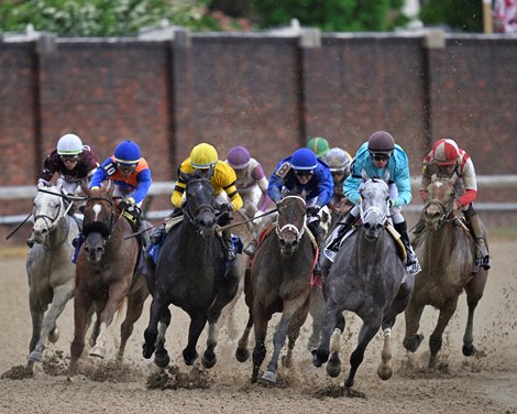 Matareya with Flavien Prat on turn making her move in the Eight Belles (G2)<br>
Scenes at Churchill Downs in Louisville, Ky., on May 6, 2022.