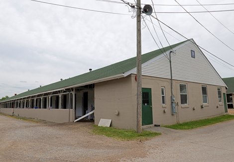 Churchill barn 33 where Bob Baffert and horses previously resided. Plaques taken down<br><br />
Training at Churchill Downs in Louisville, Ky., on MAY 1, 2022.