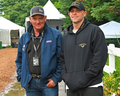 (L-R): Kevin McKathan and Jeremia Rudan<br>
Preakness coverage at Pimlico Racecourse on May 19, 2022.