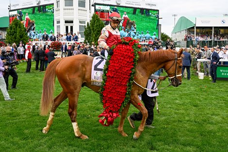 Rich Strike with Sonny Leon up wins the Kentucky Derby (G1) at Churchill Downs on May 7, 2022.