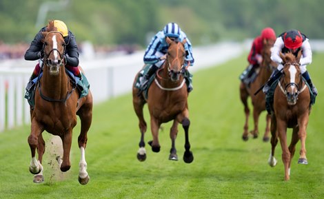 Stradivarius (Frankie Dettori) win the Yorkshire Cup York 13.5.22 Pic: Edward Whitaker
