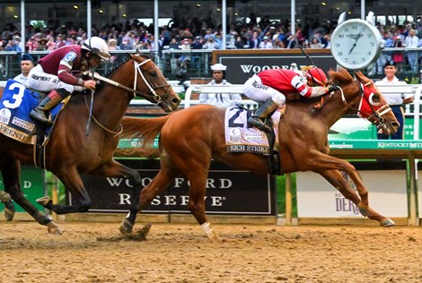 Rich Strike with Sonny Leon wins the Kentucky Derby (G1) at Churchill Downs in Louisville, KY on May 7, 2022.