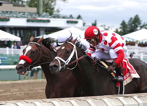 Mind Control with John Velazquez riding battles to the wire to win the Salvator Mile at Monmouth Park