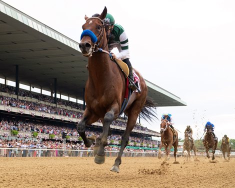 Flightline with Flavien Prat wins the Hill ‘n’ Dale Metropolitan Handicap (G1) at Belmont Park on June 11, 2022.