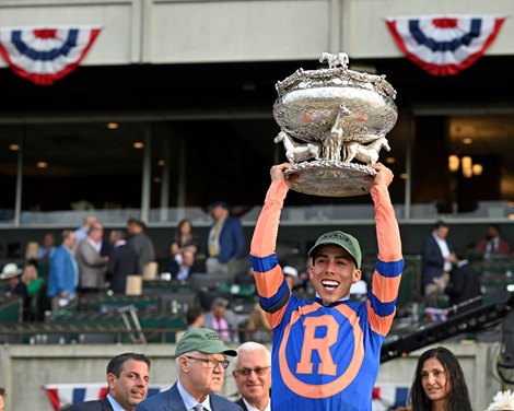 Mo Donegal with Irad Ortiz Jr. wins the Belmont Stakes Presented by NYRA Bets (G1) at Belmont Park on June 11, 2022.