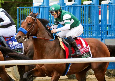 Flightline with Flavien Prat wins the Hill &#39;N&#39; Dale Metropolitan Handicap (G1) at Belmont Park in Elmont, NY on June 11, 2022.
