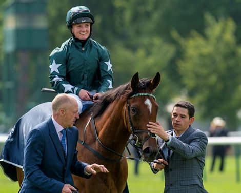 Nashwa and Hollie Doyle win the G1 Prix de Diane Longines, Chantilly, France, 6-19-22, Mathea Kelley