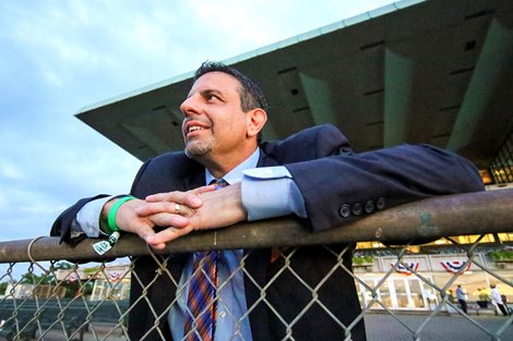 Mike Repole looks out after Mo Donegal with Irad Ortiz Jr. win the Belmont Stakes (G1) at Belmont Park in Elmont, NY on June 11, 2022. Mike Repole looks out after Mo Donegal with Irad Ortiz Jr. win the Belmont Stakes (G1) at Belmont Park in Elmont, NY on June 11, 2022.