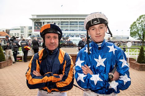 John and David Egan before the 1000 Guineas<br><br />
Newmarket 5.5.19 Pic: Edward Whitaker