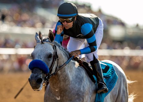 American Theorem and jockey Joe Bravo win the Grade I, $400,000 Bing Crosby Stakes, Saturday, July 30, 2022 at Del Mar Thoroughbred Club, Del Mar CA.<br><br />
&#169; BENOIT PHOTO