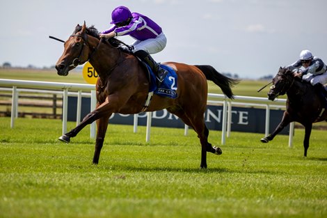 Little Big Bear ridden by Ryan Moore winning the Group 3 Anglesey Stakes.<br><br />
The Curragh Racecourse.<br><br />
Photo: Patrick McCann/Racing Post<br><br />
16.07.2022